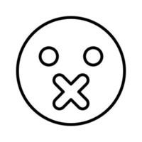 Silence emoticon black color icon . vector