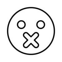 Silence emoticon black color icon . vector