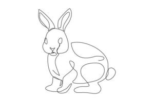 dibujo de línea continua de conejo lindo. arte de una sola línea de una hermosa mascota animal de conejito. ilustración vectorial vector