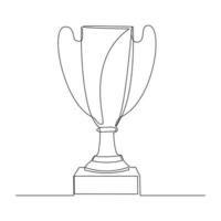 Continuous line drawing of gold trophy cup award. Single one line art of winner achievement trophy. Vector illustration