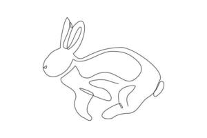 Continuous line drawing of cute rabbit. Single one line art of beautiful bunny rabbit animal pet. Vector illustration