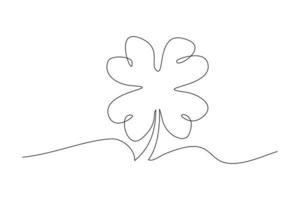 Continuous line drawing of clover leaf. Single one line art vector illustration