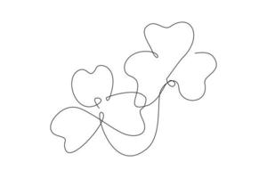 Continuous line drawing of clover leaf. Single one line art vector illustration