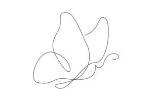 Continuous line drawing of beautiful butterfly. Single one line art of flying abstract butterfly for salon or spa business. Vector illustration