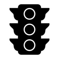 Traffic light icon black color vector illustration image flat style