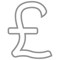 Pound sterling outline black color vector