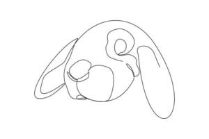 Continuous line drawing of cute rabbit squirell portrait close up. Single one line art of beautiful bunny rabbit head animal pet. Vector illustration