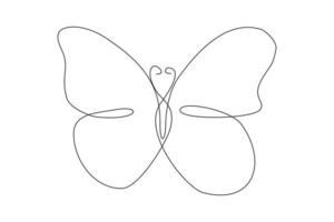 Continuous line drawing of beautiful butterfly. Single one line art of flying abstract butterfly for salon or spa business. Vector illustration