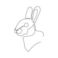 Continuous line drawing of cute rabbit squirell portrait close up. Single one line art of beautiful bunny rabbit head animal pet. Vector illustration