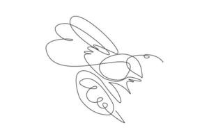 One single line drawing of cute bee for company logo identity. Honeybee farm icon concept from wasp animal shape. Modern continuous line draw graphic design vector illustration