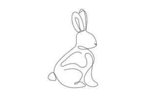Continuous line drawing of cute rabbit. Single one line art of beautiful bunny rabbit animal pet. Vector illustration