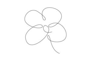 Continuous line drawing of clover leaf. Single one line art vector illustration