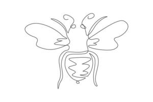 One single line drawing of cute bee for company logo identity. Honeybee farm icon concept from wasp animal shape. Modern continuous line draw graphic design vector illustration