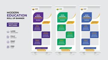 Creative and modern education admission Rollup Banner vector