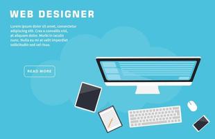 Web Designer Landing Page Template vector