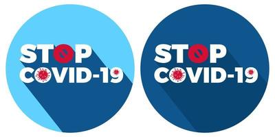 STOP Covid-19 Stop Sign illustration Concept with Long Shadow Effect Isolated on Classic Blue Color.