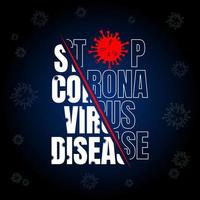 STOP Corona Virus Disease illustration with Slice Effect, on Dark Blue Gradient Background.
