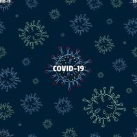 Seamless Pattern of Corona Virus Disease COVID-19 Isolated on Dark Background. vector