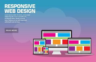 Responsive Web Design Landing Page Template vector