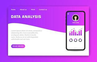 Data Analysis Landing Page Template vector