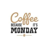 Coffee Because it is Monday, Inspirational Quotes Design vector