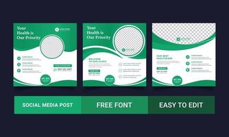 Medical Social Media Post Template, Editable Healthcare Social Media Banner Template. Social media post design template free vector