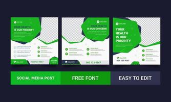 Medical Social Media Post Template, Editable Healthcare Social Media Banner Template. Social media post design template free vector