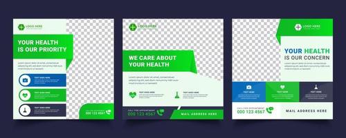 plantilla de publicación de redes sociales médicas, plantilla de banner de redes sociales de atención médica editable. diseño de publicaciones de redes sociales vector libre. cualquiera puede usar este diseño fácilmente