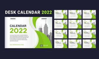 Monthly desk calendar template for 2022 year vector