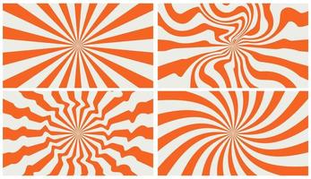 set of rainbow line backgrounds in 1970s hippie style. patterns retro vintage 70s groove. psychedelic poster background collection. vector design illustration.