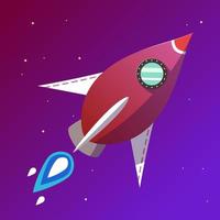 Red rocket illustration in space for game and animations. vector