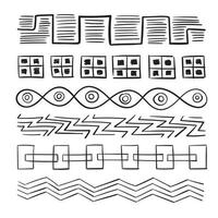 Hand-drawn scribbled shapes and lines in different styles. vector