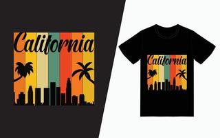 diseño de camiseta de tipografía de california vector