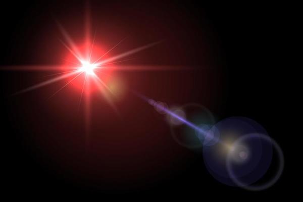 Lens flare isolated on black background