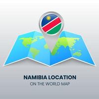 icono de ubicación de namibia en el mapa mundial vector