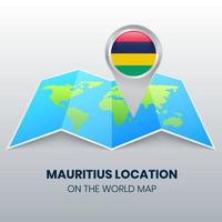 icono de ubicación de mauricio en el mapa mundial vector