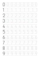 Number tracing worksheets for preschool vector