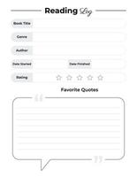 Simple reading log template vector