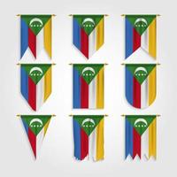 Comoros flag in different shapes vector