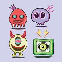 collection of colorful doodle monsters, stylish hand drawn, premium vector