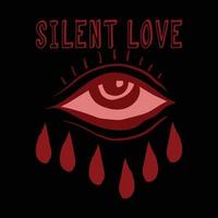 image of crying eyes with silent love words, hand drawn style, premium vector