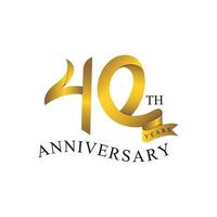 40 anniversary ribbon number gold vector