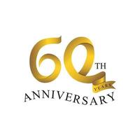 60 aniversario cinta numero oro vector