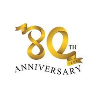 80 anniversary ribbon number gold vector