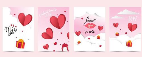 Collection of valentin day background set with heart vector