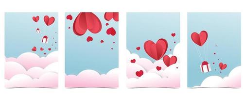 Collection of valentin day background set with heart vector