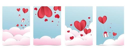 Collection of valentin day background set with heart vector