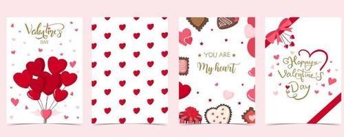 Collection of valentin day background set with heart vector