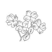 arte de línea de flor de boceto. ilustración vectorial dibujada a mano abstracta. diseño de arte de plantas abstractas para impresión, decoración del hogar, portada, papel tapiz, carteles de arte de pared mínimos y naturales vector