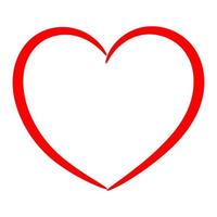 Red heart drawn with a brush. vector
